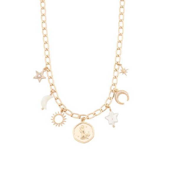 LUNA NORTE Gold/Mother of Pearl Virgo Charm Necklace - Picture 1 of 2